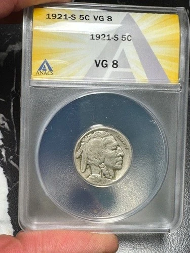 US Buffalo Nickel 1921-S ANACS VG8
