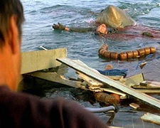 Jaws Robert Shaw as Quint being attacked by shark 11x14 inch photograph