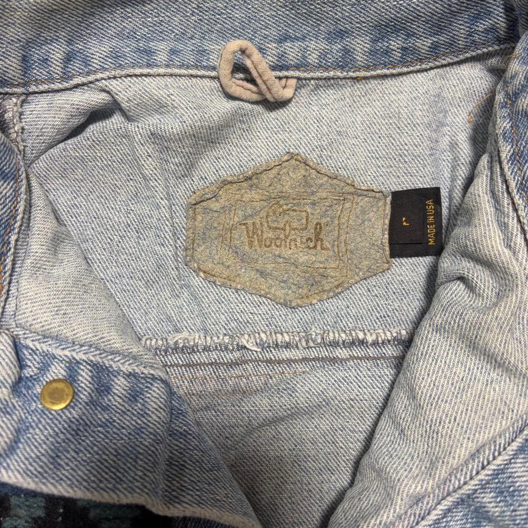 Woolrich 90s Native Pattern Denim Jacket Made in … - image 3