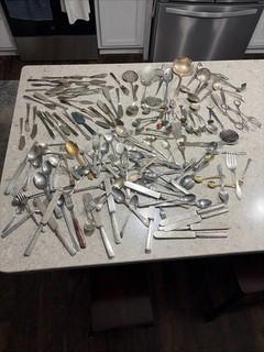 Vintage 140 Pcs Mixed Silverplate Craft Lot Old Patterns Silverware Flatware