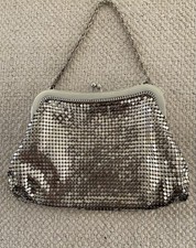 Vintage Whiting  Davis Silver Hand Bag Metal Mesh Purse
