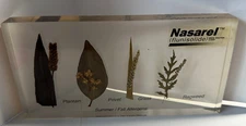 Nasarel Drug Rep Acrylic Block  Paperweight with  Plant Allergens EUC
