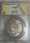 1888 S Morgan Silver Dollar  EF 45 ANACS  $1 Coin.  Rare, key date