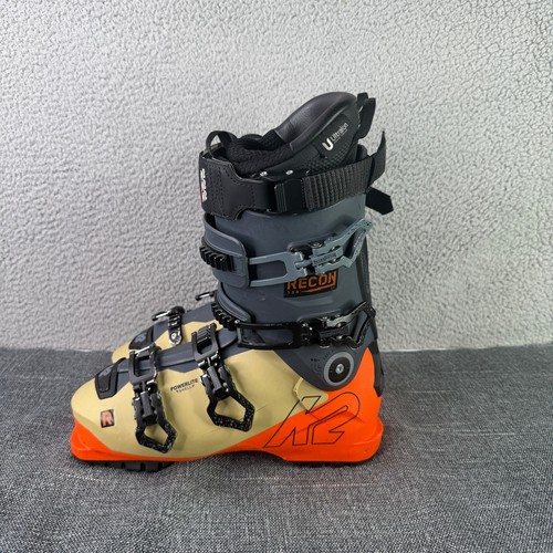 K2 Recon 130 LV Ski Boots Mens 27.5 Gray Tan Orange Powerlite GripWalk