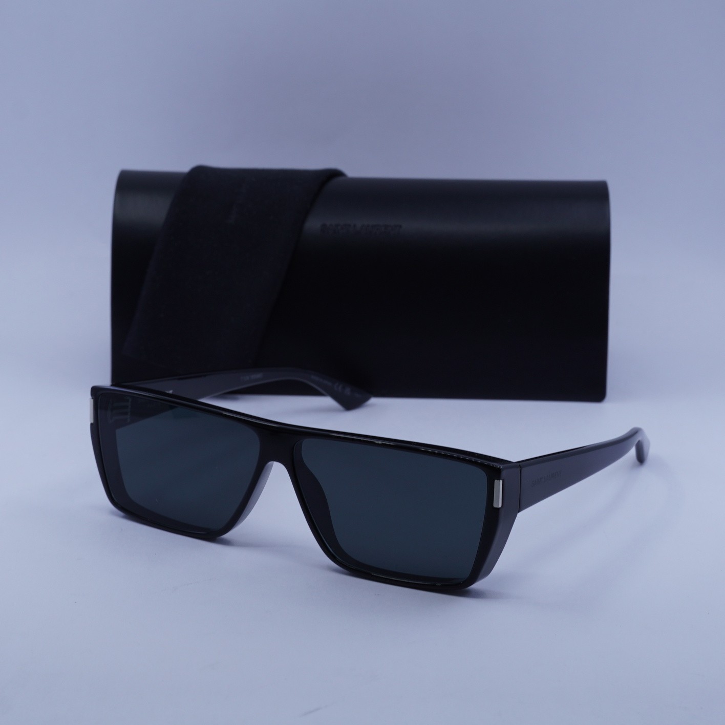 Saint Laurent SL 757 001 Occhiali da Sole Nero Lucido Grigio Scuro 64 10 140 Nuovi Authe...