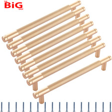 8PCS 158Mm Gold Kitchen Handles, Hole Spacing 128Mm Gold Wardrobe Handles, T Bar
