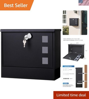 Secure Wall Mounted Mailbox - Key Lock, Large Capacity for Safe Mail Collection