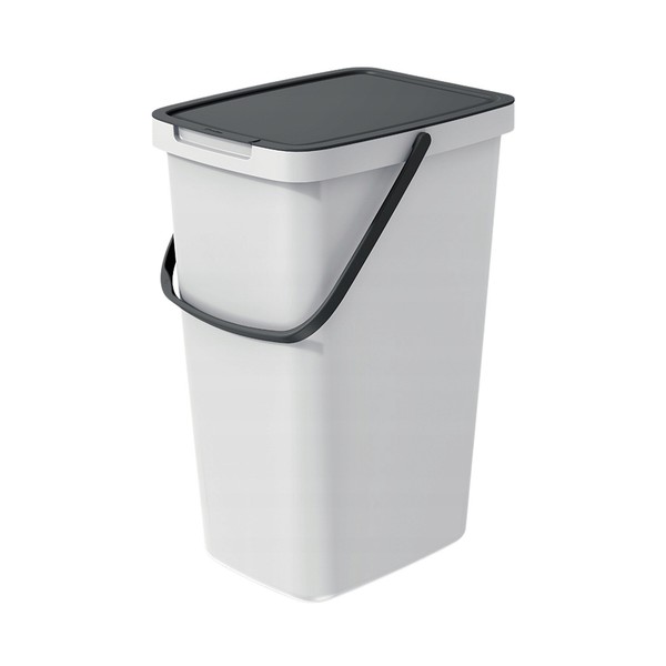 Cubo de basura para separación de residuos con forma regular en gris ceniza