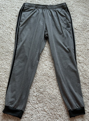 Adidas Sweatpants Mens XL Gray 3 Stripe Tapered Tricot Jogger Pockets