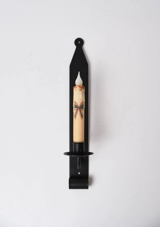 Primitive Handcrafted USA Rustic Black Iron Wall Sconce - Image 4 of 4