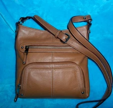 Tignanello Saddle Brown Pebble Leather Crossbody Bag W/ ORGANIZER WALLET Pouch