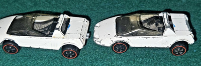 2 vtg Hot Wheels Jack Rabbit Special Redline Wheels 1969 White Diecast Car
