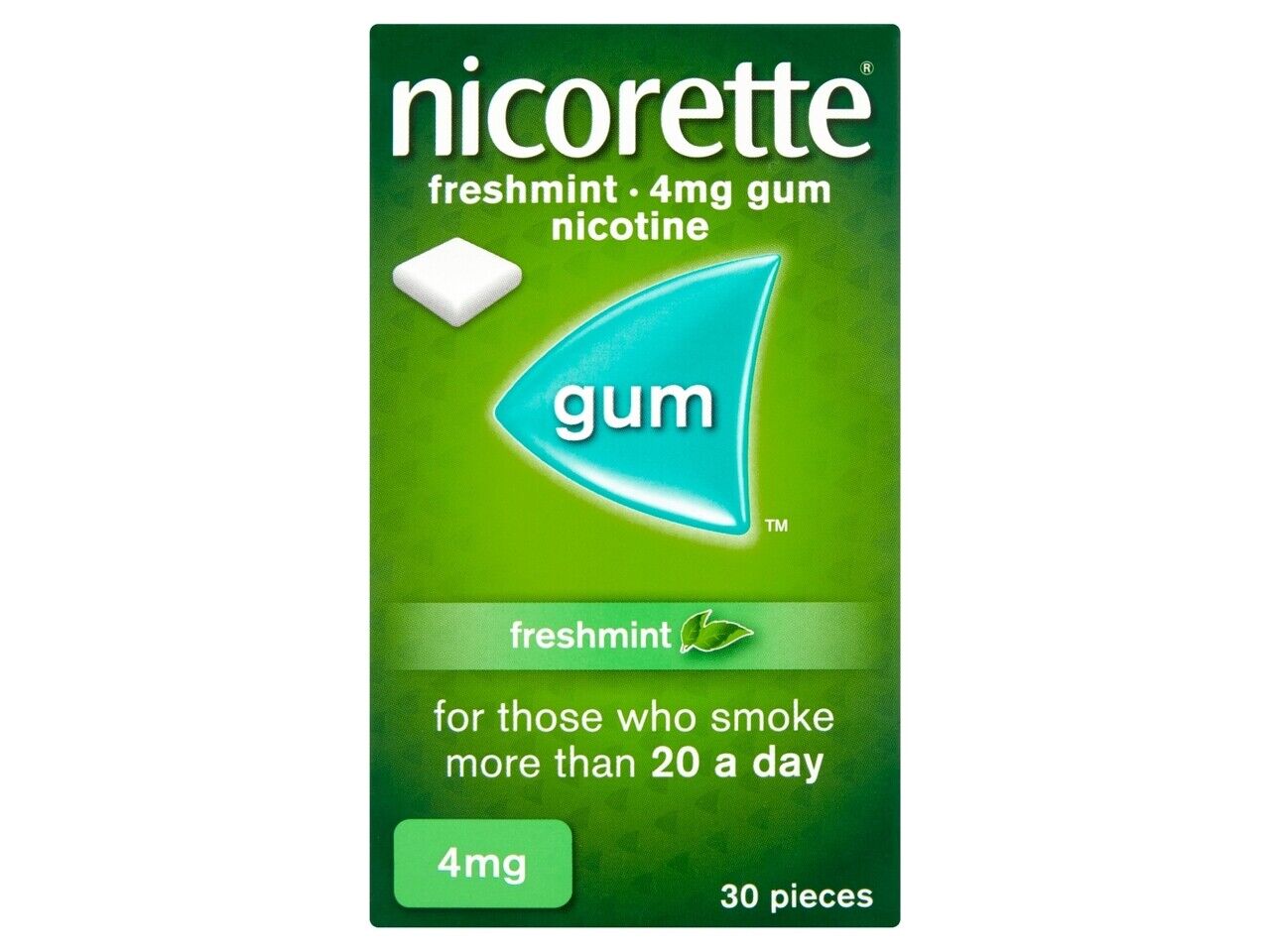 Nicorette Nicotine 4mg Gum Freshmint Extra Strength 30 Pack - Qu