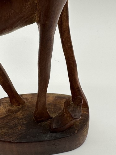 Vintage Hand Carved Wood Antelope Gazelle With Baby 8” - Picture 10 of 11