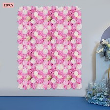 12pcs Artificial Flower Wall Panel Wedding Background Silk Rose Mat Floral Pad