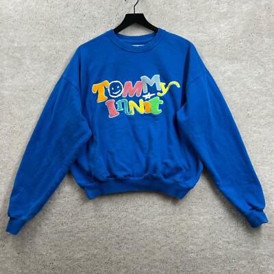 Tommyinnit Sweatshirt Adult Small Blue Chenille Letter Spell Out Logo Pogchamp