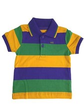 Child Medium Mardi Gras Classic Stripe Purple Green Yellow Short Sleeve Polo ...