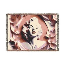 Marilyn Monroe Woven Blanket, Cozy Home Decor, Vintage Style Throw, Boho