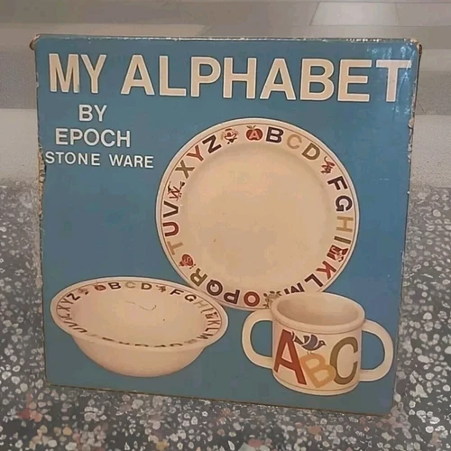 EPOCH MY ALPHABET Child’s  Plate Cup and Bowl 3 Piece set