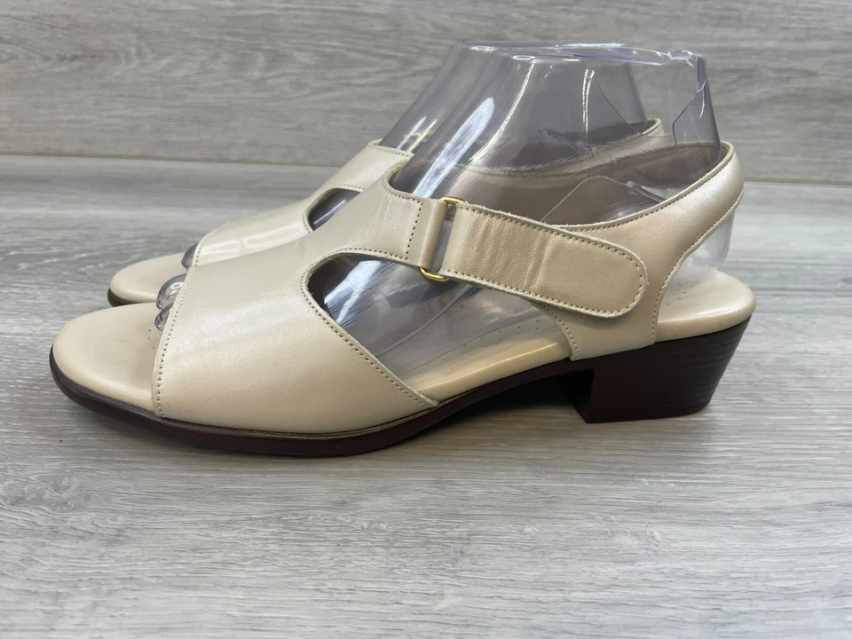 SAS Suntime Women's Heel Leather Beige 9 Block Strap Casual Comfort Shoes - Image 3 of 4