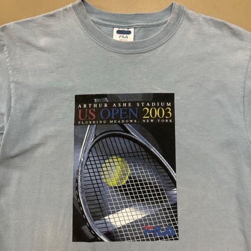 VTG 2000s FILA US Open Tennis Graphic T Shirt Sportswear 2003 Flushing Meadows M - Picture 2 of 2