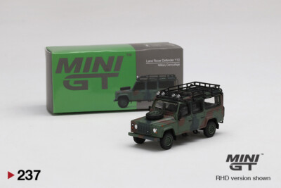 作見本 ミニッツ 4x4 ライト ディフェンダーボディ LED付 カモフラ 迷彩 Mini GT 1:64 Land Rover Defender 110 Military Camouflage RHD
