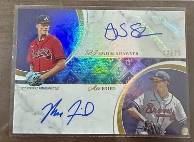 2024 Topps Dynamic Duals 39A AJ Smith-Shawver Max Fried Purple Auto 12/25 Braves