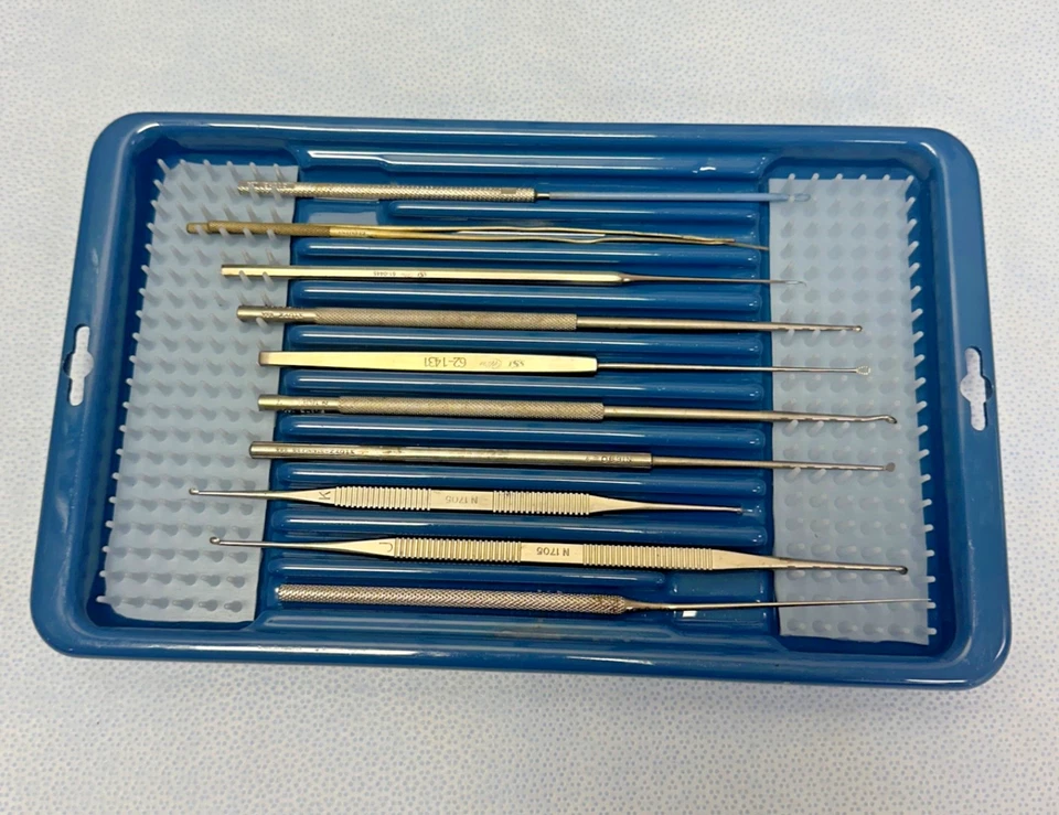 Juego de selección de orejas Storz de 11 piezas, juego de instrumentos otorrinolaringológicos juego de cureta de otología con estuche Foto 2 de 4