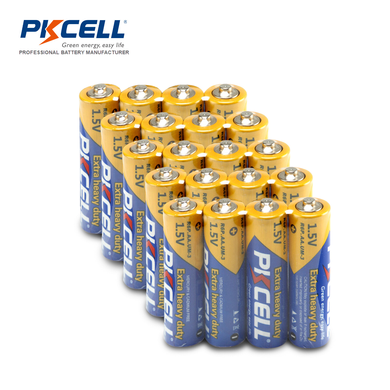 20Pcs AA Batteries Extra Heavy Duty R6P UM3 MX1500 1.5V 2A Zinc-carbon-image