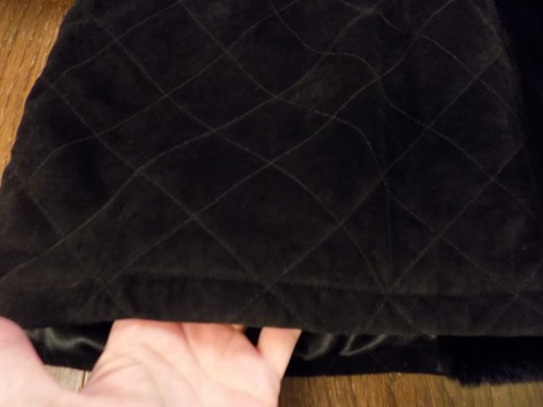 Mary McFadden Collection Vtg Coat Black Quilted Leather Faux Fur Trim Lined XXL - Picture 6 of 12