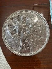 Vintage Indiana Glass Tree of Life Egg & Relish Tray Clear Glass approx. 13”