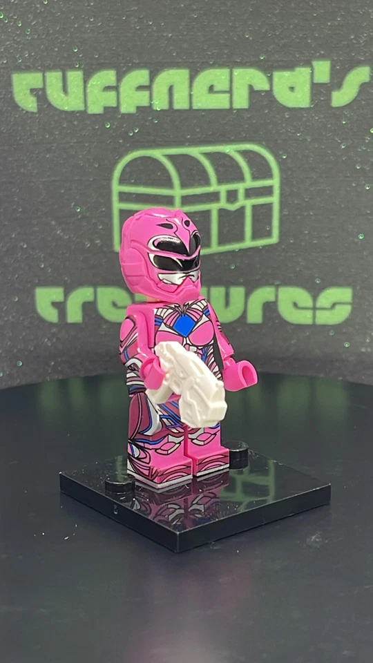 Minifigura de ladrillo personalizada impresa SABANS POWER RANGERS LEGO PINK RANGER Foto 2 de 4