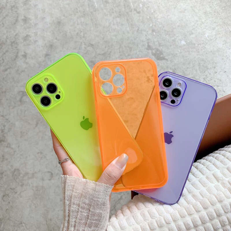 For iPhone 17 13 12 11 14 15 16 Pro Max Neon Glow Case Lens Protector Soft Cover - Image 2 of 4
