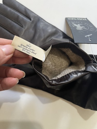 FOWNES BROTHERS Dark Brown Leather Cashmere Lined Gloves 7 - Picture 9 of 14