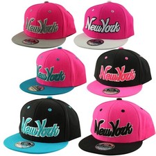 YOUTH KIDS Snapback NY New York Flat Peak Hat Snap Back 52-56