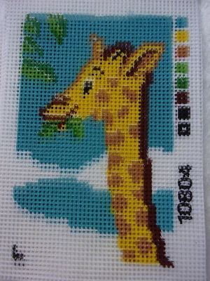 CANEVAS GROS TROUS A BRODER POUR ENFANT GIRAFLE 23,5 x 15 cm - Photo 1/2