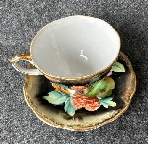 Vintage Shafford Fine China Tea Cup and Saucer Black Pear Pattern - Hard to Find - Picture 23 of 24
