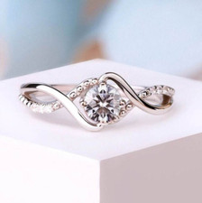 14k White Gold Plated 1.50CT Round Infinity Moissanite Engagement Women's Ring
