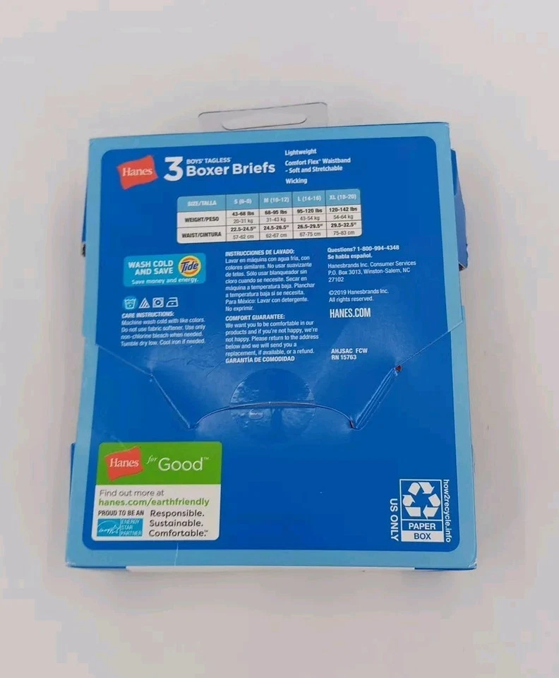 Hanes 3 Pack Boys Boxer Briefs Tagless Multicolor Size M (10-12) - Image 2 of 4