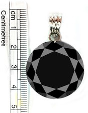 15 Ct Black Color Moissanite & Raw White Natural Diamond Pendant Sterling Silver