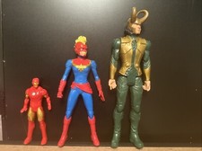 3 Action Figures 1. Iron man, Miss marvel, Loki