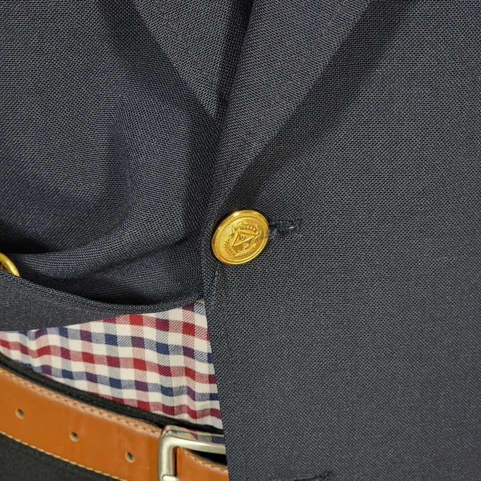 Abrigo Blazer Deportivo De Colección Racquet Club Para Hombre Dos Botones Azul Marino Profundo Talla 41R Foto 3 de 4