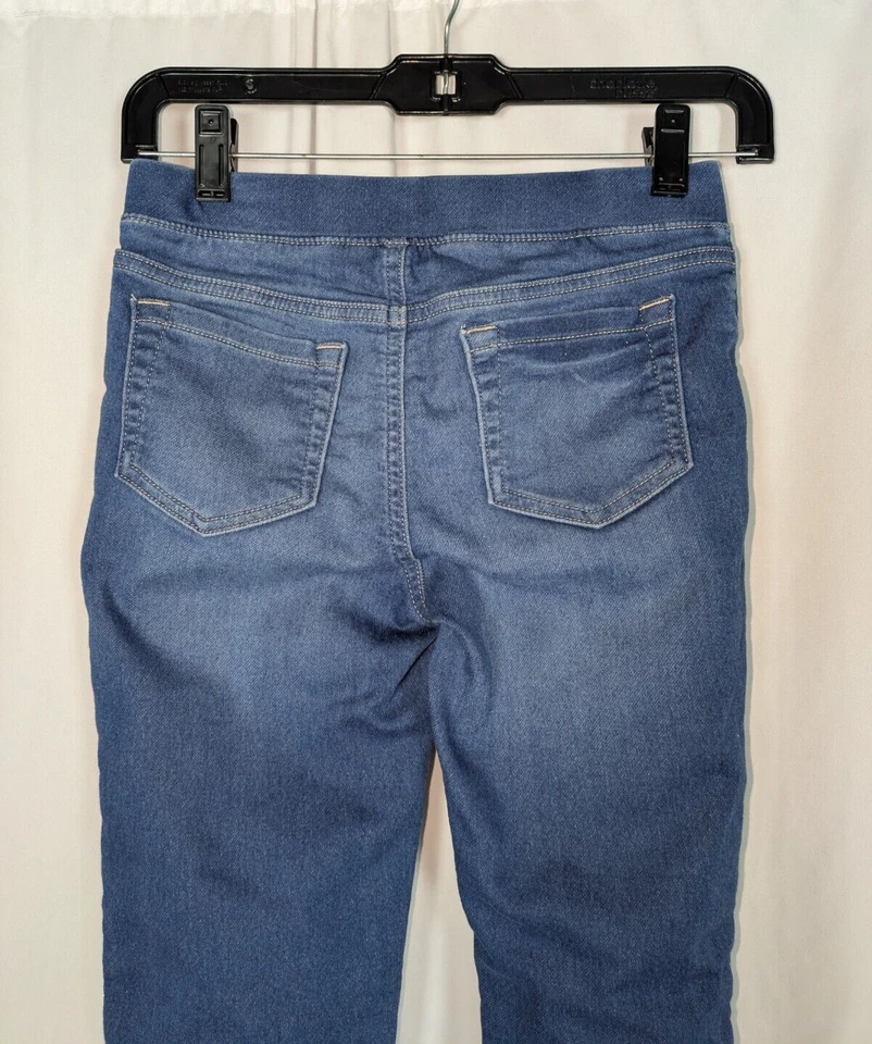 Lands' End Jeggings 12 Girl's Blue Paint Splattered Pull On Stretch Jeans - Image 4 of 4