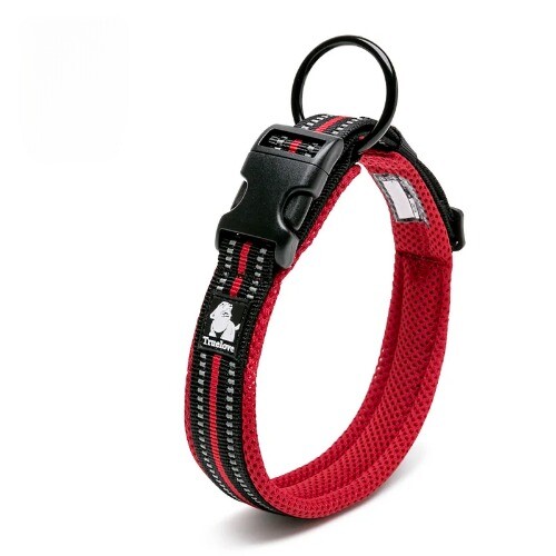 Verstellbares Netz gepolstertes Haustier Hundehalsband reflektierendes Nylon Hundehalsband robust schwer - Bild 9 von 32