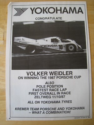 YOKOHAMA GRATULIEREN VOLKER WEIDLER ZU YOKOHAMA REIFEN 1987 WERBUNG A4 AKTE 47