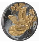 2025 Niue Lunar SNAKE 1 oz Silver Black Proof Gilded MINTAGE 888 LOW COA # 45