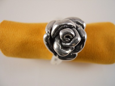 Sterling Silver, Fancy Style Rose Flower Shape Ring 