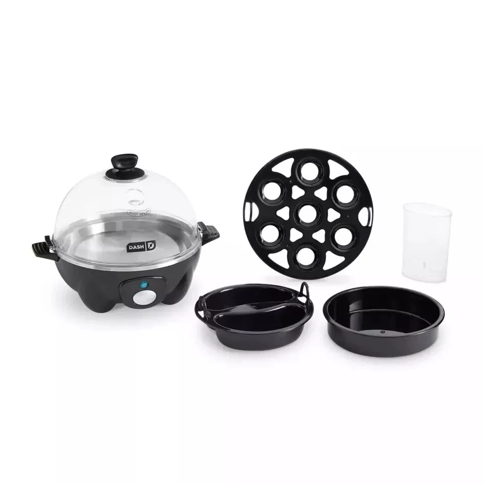 7-Egg Dash Rapid Electric Cooker for Hard Boiled Poached Scrambled Eggs in Black