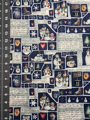 Marcus Bros. Snow Ice Cream Dianna Marcum Christmas Cotton Fabric 1/2 Yard  New