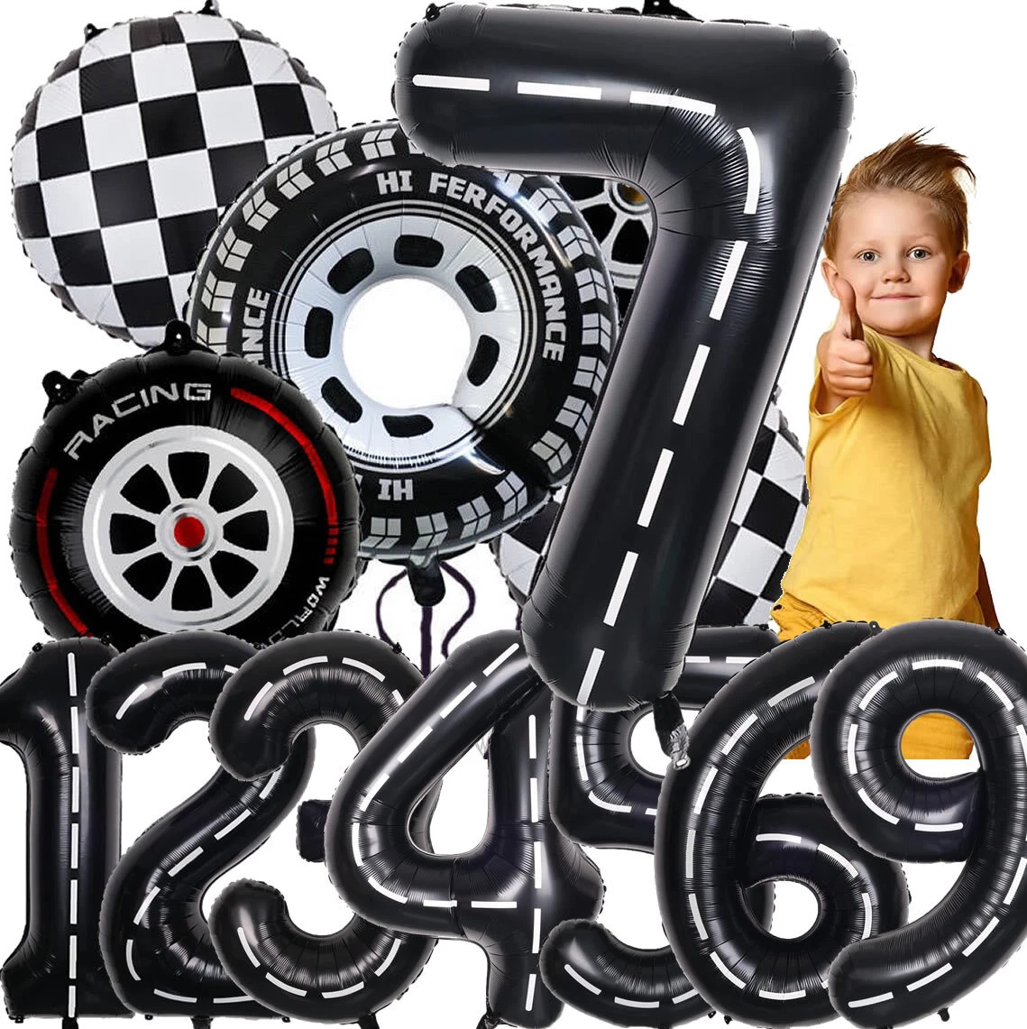 DIWULI Decorazioni Palloncini Racing Per 2 Anni | Set Con Numero 2 XXL E Lamina Motorsport | Compleanno Bambino
